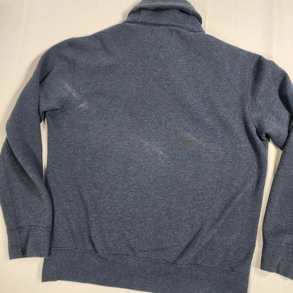 Polo Ralph Lauren Mens Blue Shawl Collar Fleece Pullover Elbow Patches Large